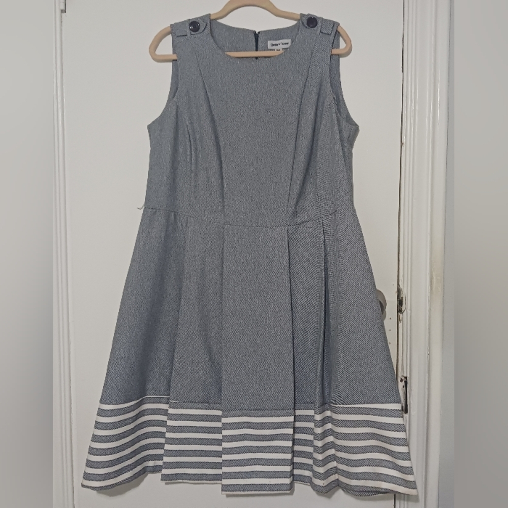 Girls' Gray Striped Hem Sleeveless Dress